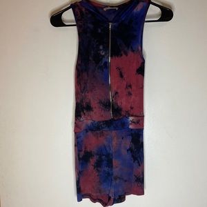 FashionNova Tie Dye Hooded Romper One Piece